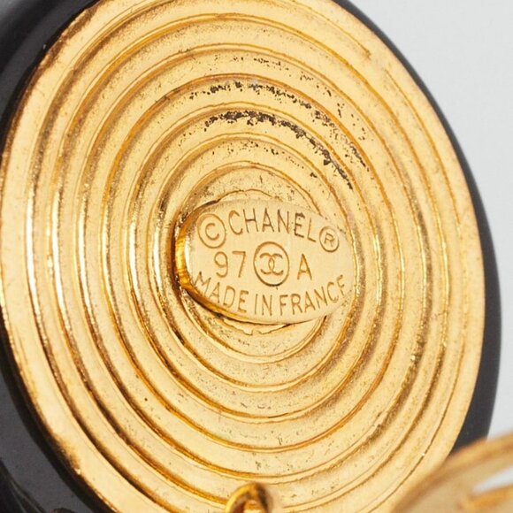 Chanel Mother of Pearl Crystal Acetate CC Goldtone Clip-On Earrings - Picture 5 of 5